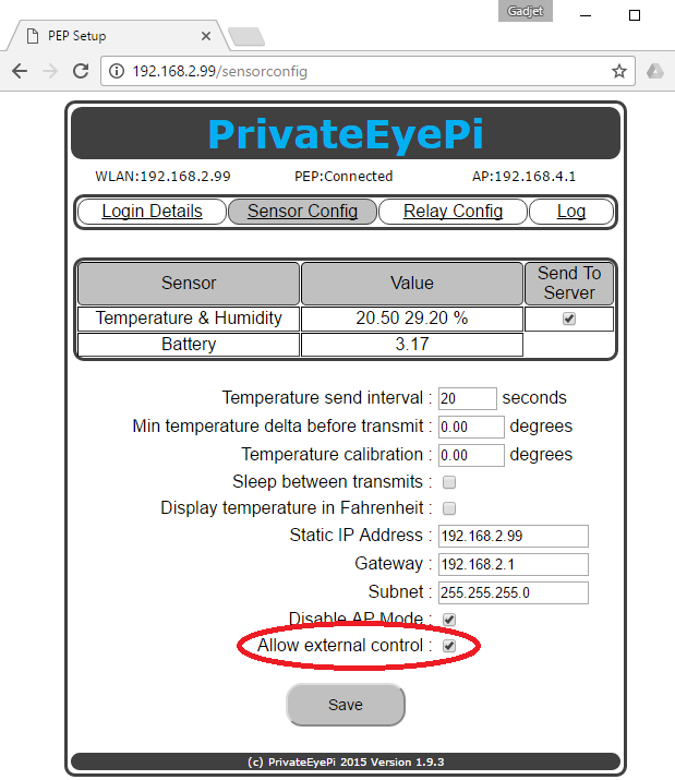 WiFi allow external control