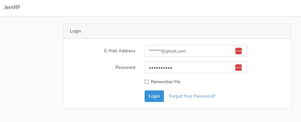 JemRF Login Page