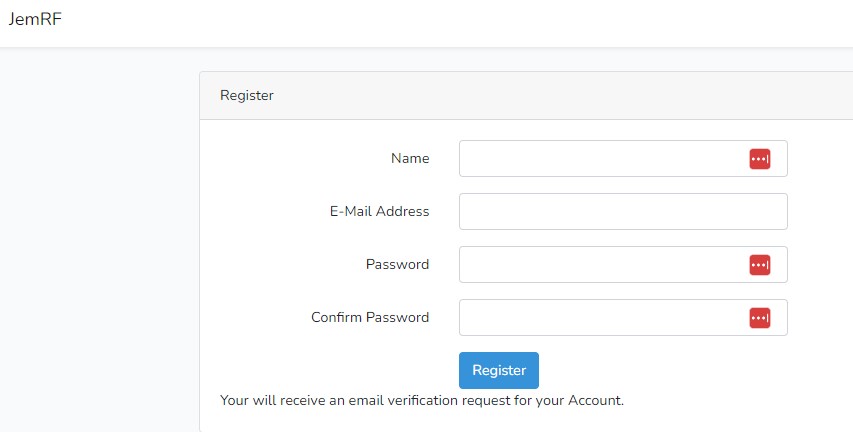 JemRF Register Page