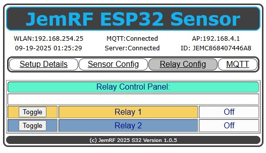 WiFi Relay Controls