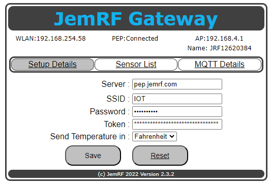 WiFi GW JemRF Server