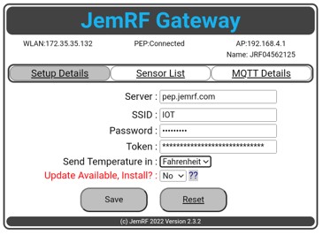 WiFi Gateway Update Flag