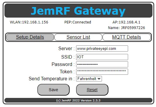 WiFi GW to PEP Server