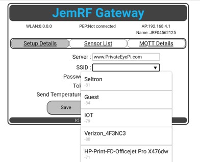 WiFi GW SSID Select Page