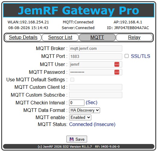 WiFi Gateway Pro MQTT Setup