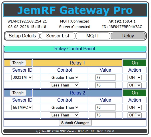 WiFi Gateway Pro Relay Setup